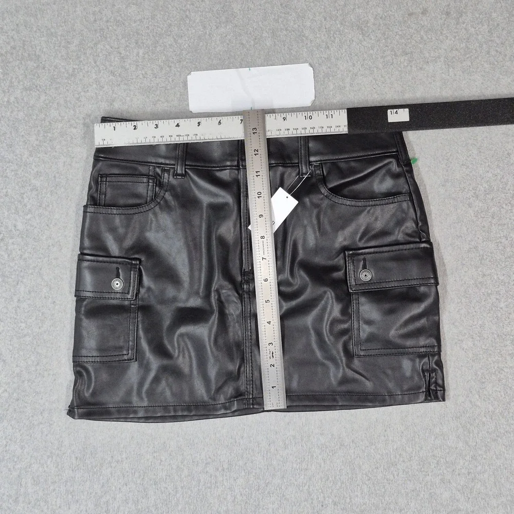 GAP Girls Skirt 14 (13-14Y) Black Mini Faux Leather Skater Grunge NWT